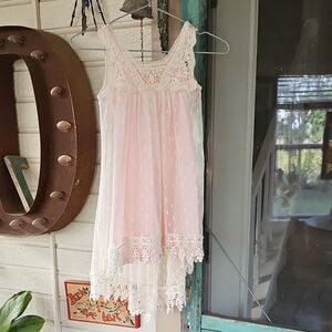 Bonnie Jean Elegant Lace Over Dress Pink Cotton Underdress Size 5 Easter Dress